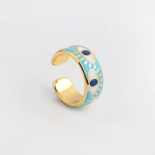 enamel engrave cute friendship ring resizable / blue