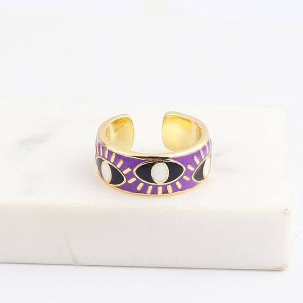 enamel engrave cute friendship ring resizable / purple