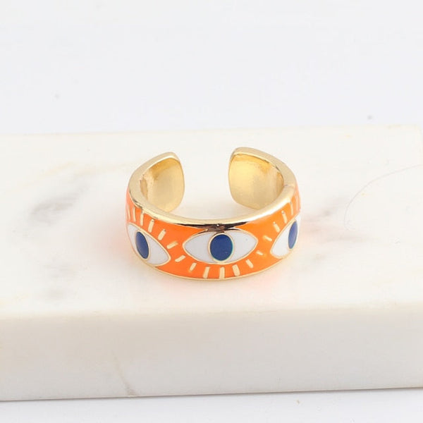 enamel engrave cute friendship ring resizable / orange