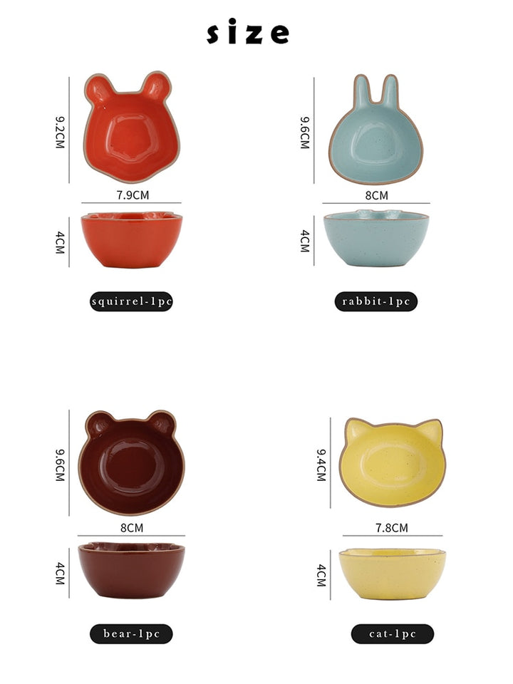 set of cute cartoon ceramic plate