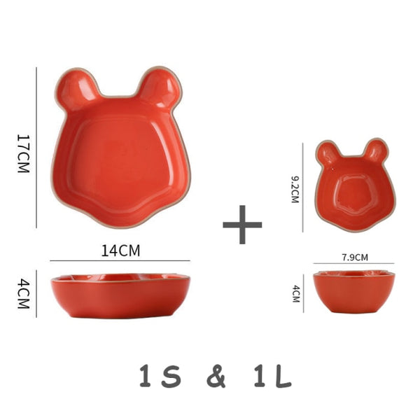 set of cute cartoon ceramic plate squirrel-2pcs