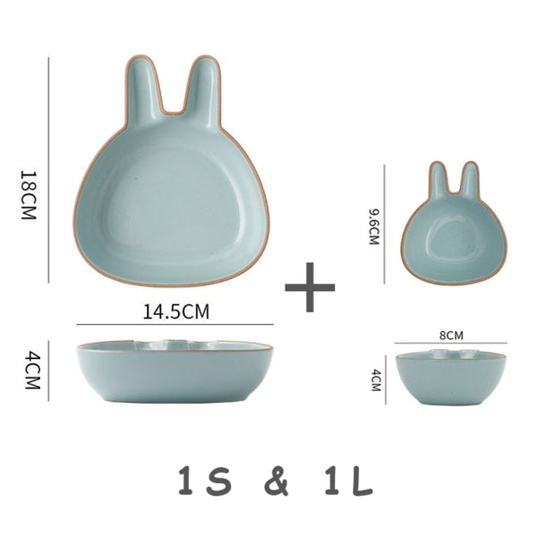 set of cute cartoon ceramic plate rabbit-2pcs