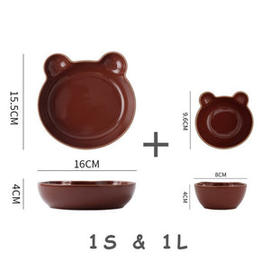 set of cute cartoon ceramic plate bear-2pcs