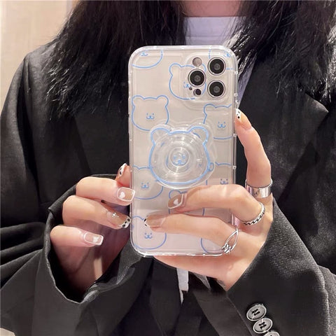 cute iphone case with clear bear holder