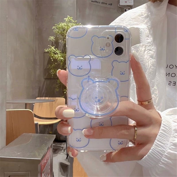 cute iphone case with clear bear holder