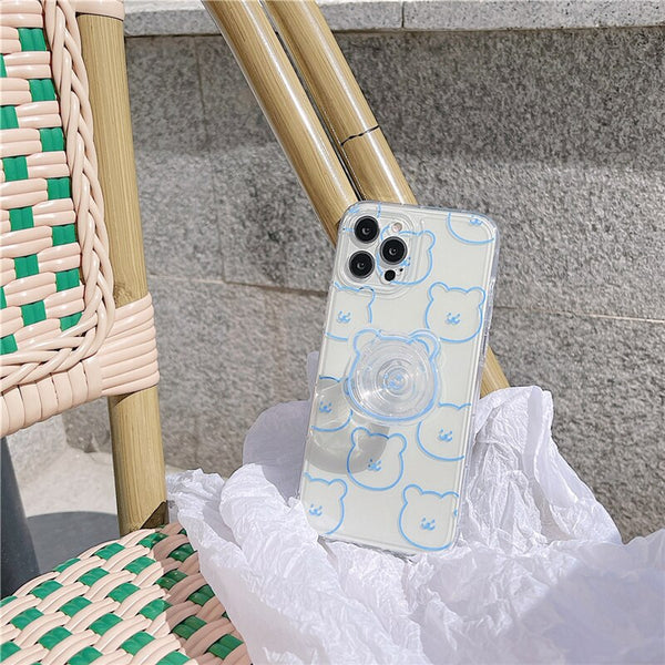 cute iphone case with clear bear holder