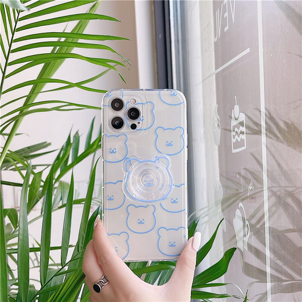 cute iphone case with clear bear holder