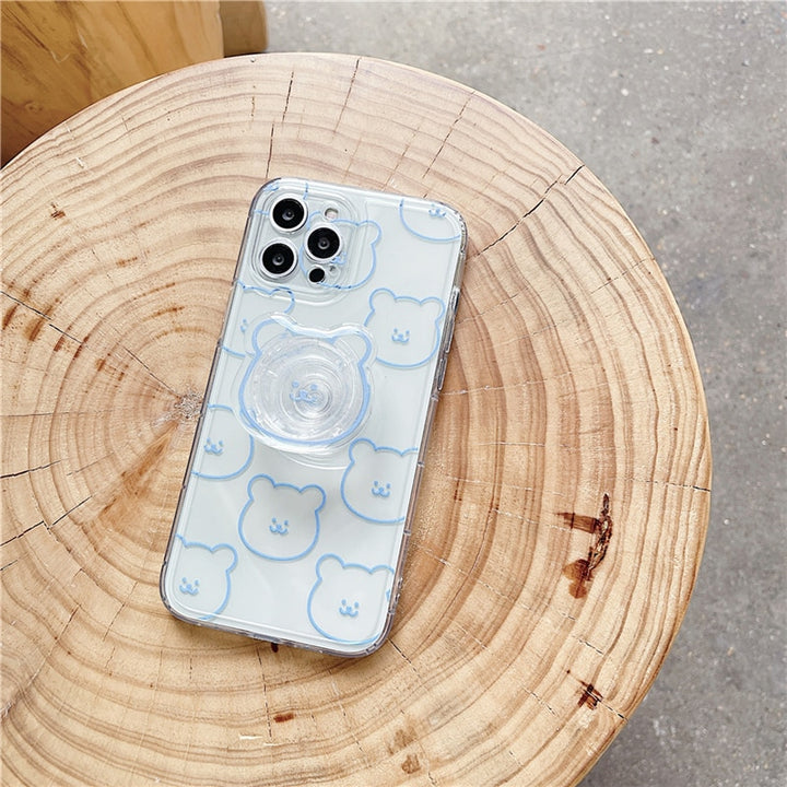 cute iphone case with clear bear holder