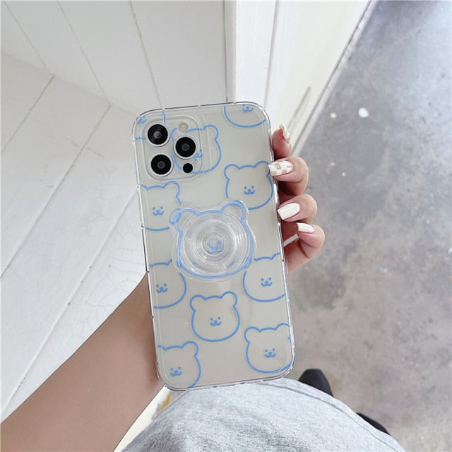 cute iphone case with clear bear holder