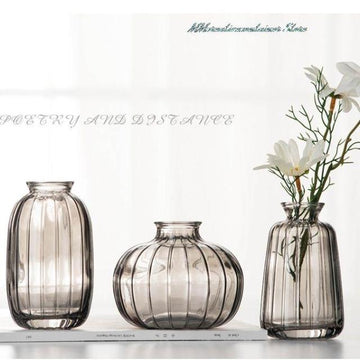 set of dried flowers vase 3pcs gray