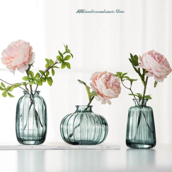 set of dried flowers vase 3pcs blue