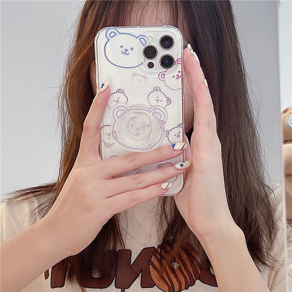 3d korean iphone case with a cute holder