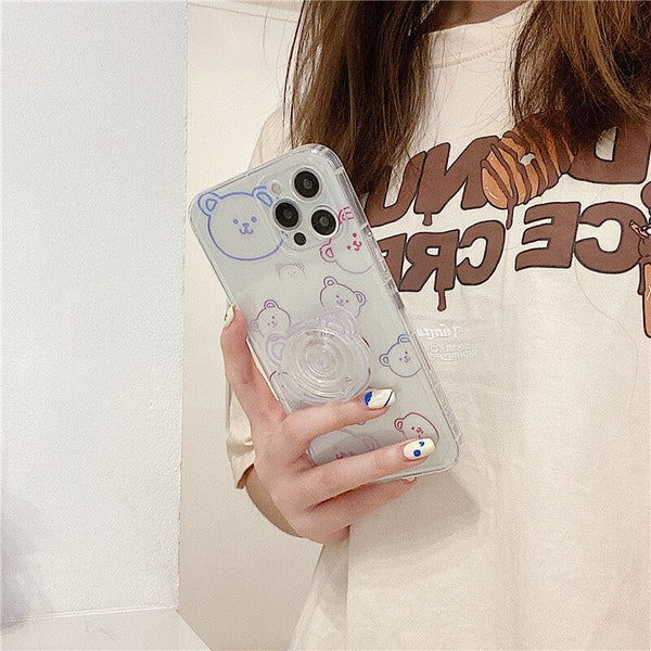 3d korean iphone case with a cute holder