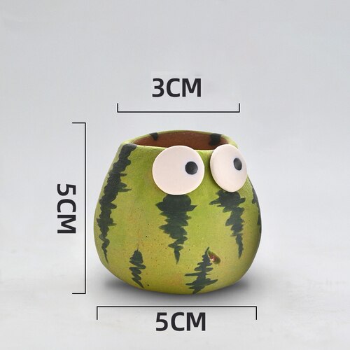 cute watermelon plant pots set | mini succulent flower pot with drainage hole a 1pcs