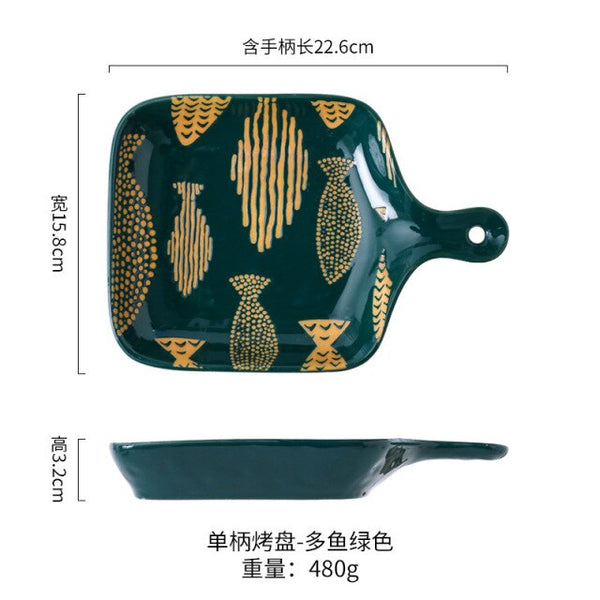 small ceramic baking tray green polyfish