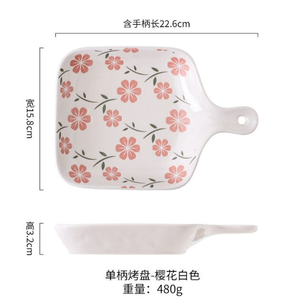 small ceramic baking tray white cherry blossom