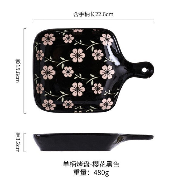 small ceramic baking tray black sakura