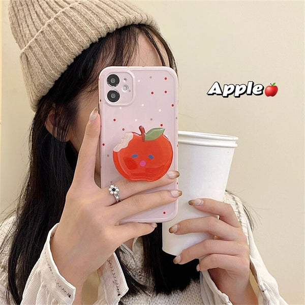 kawaii iphone case with apple holder