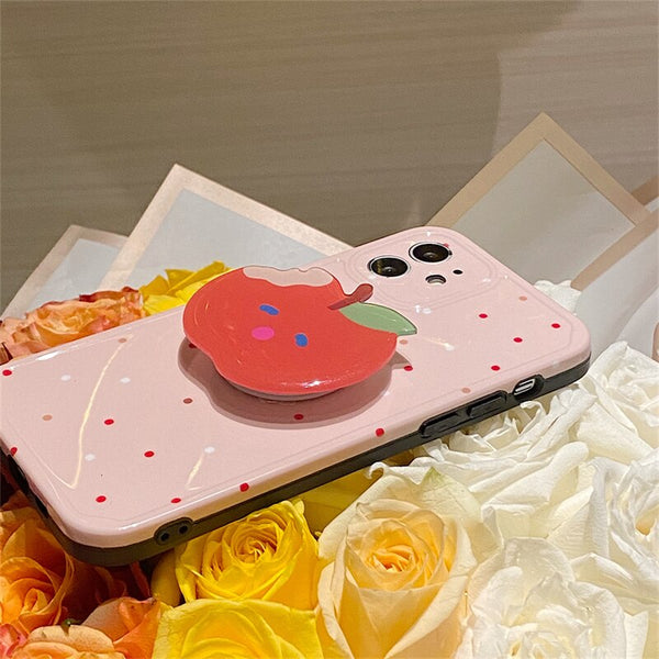 kawaii iphone case with apple holder