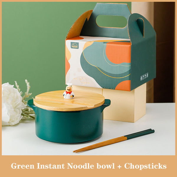 instant noodle ceramic bowl green