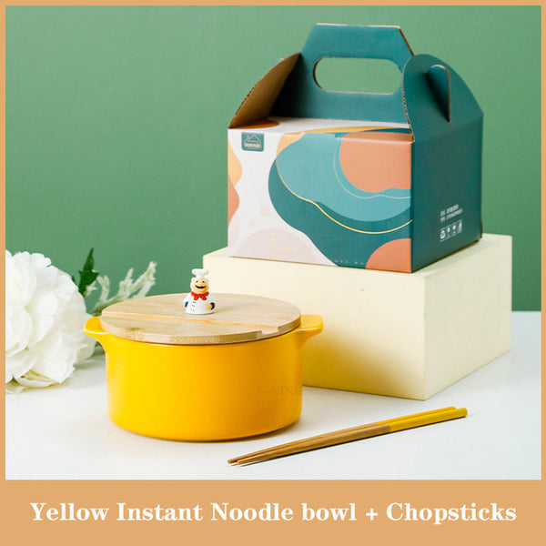 instant noodle ceramic bowl yellow