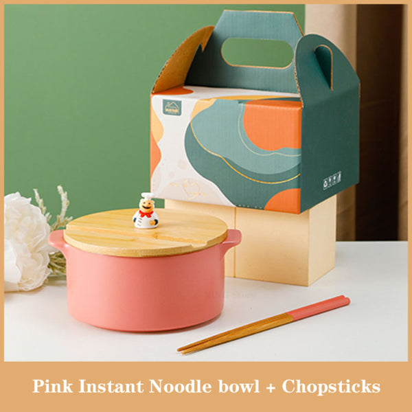 instant noodle ceramic bowl pink